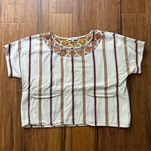 Madewell Multicolor Embroidered Striped Blouse